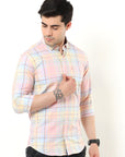 Pink Check Slim Fit Shirt