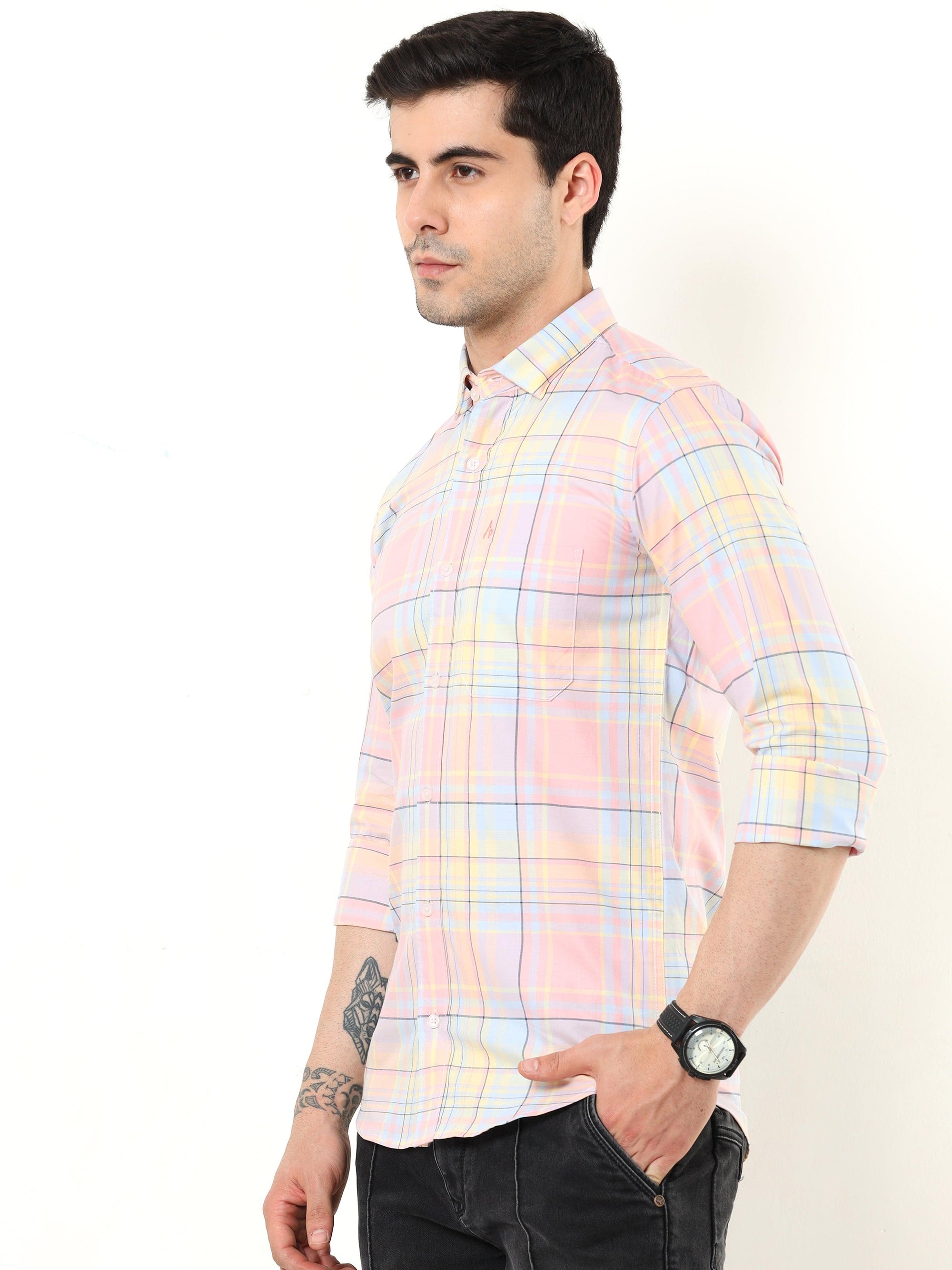 Pink Check Slim Fit Shirt