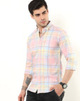 Pink Check Slim Fit Shirt