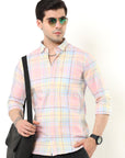 Pink Check Slim Fit Shirt