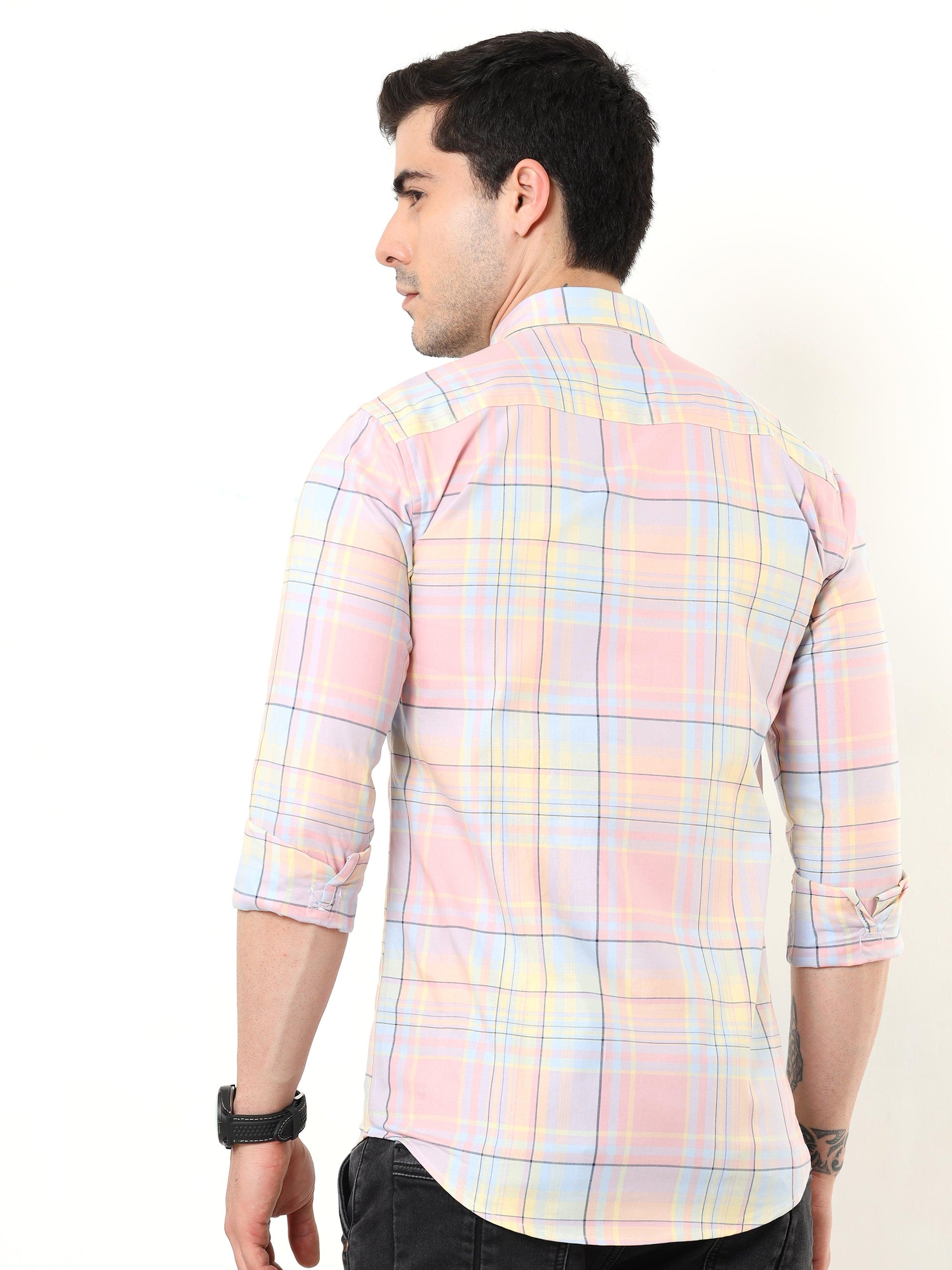 Pink Check Slim Fit Shirt