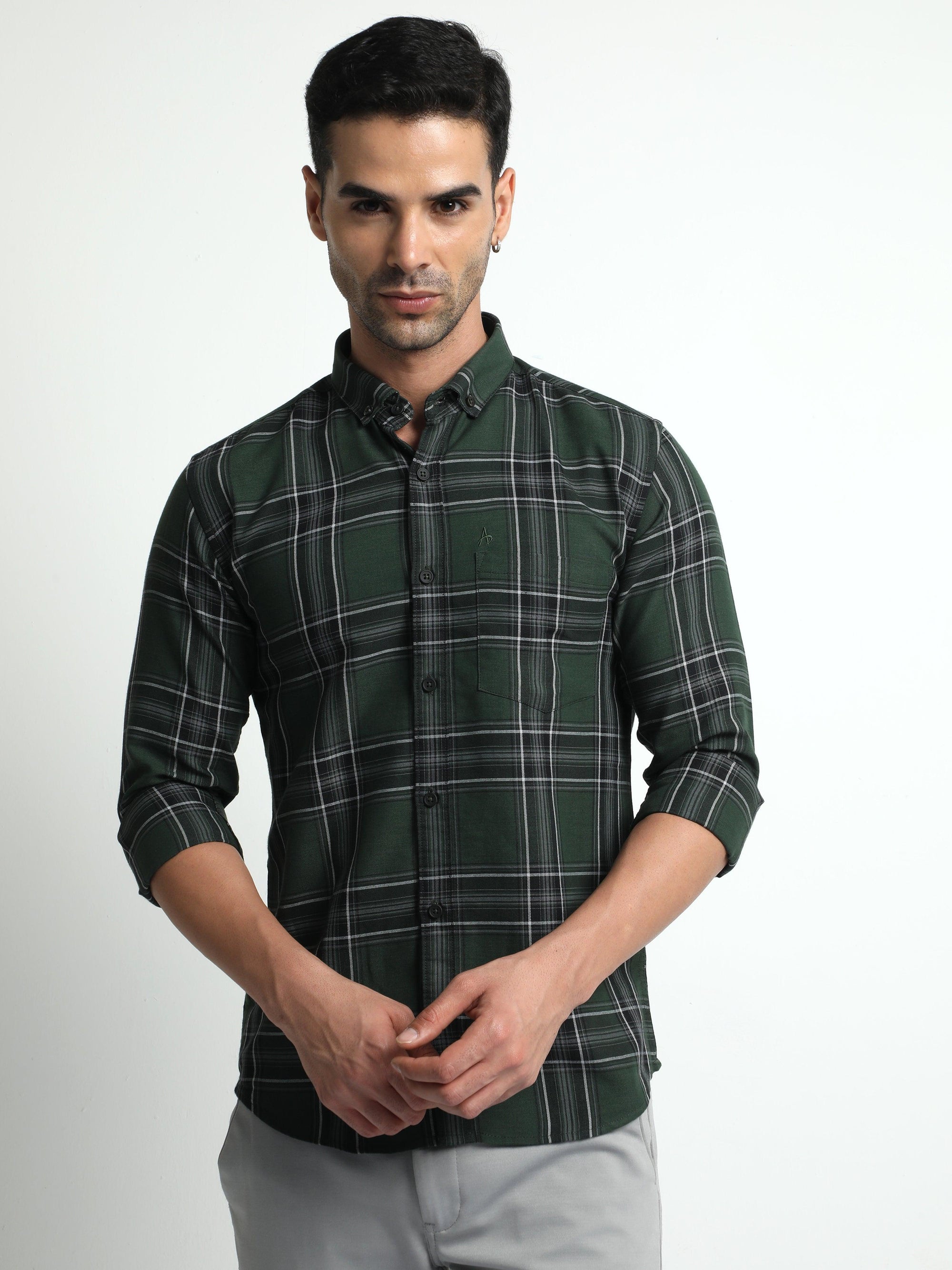 Dark Green Checks Shirt