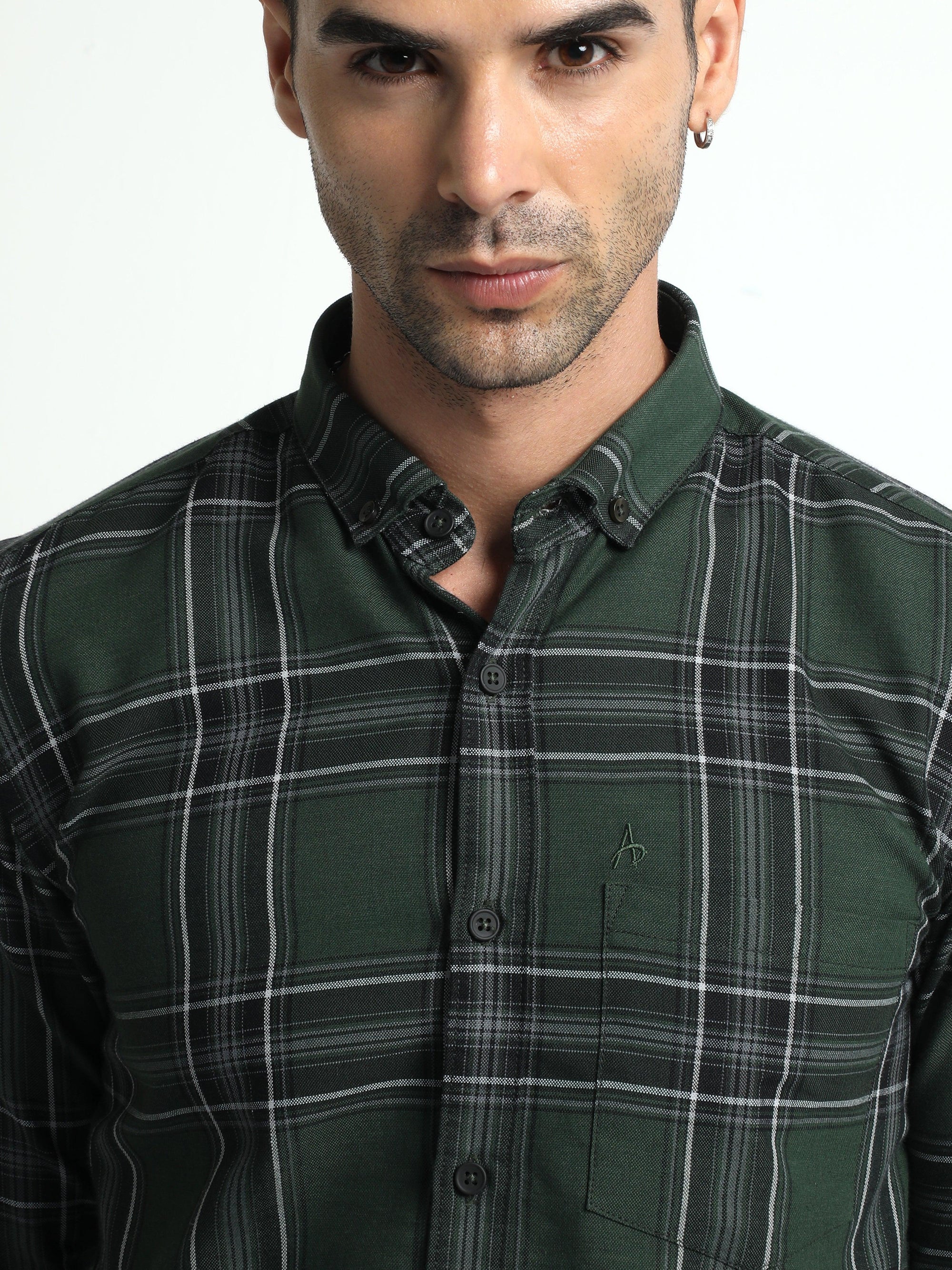 Dark Green Checks Shirt