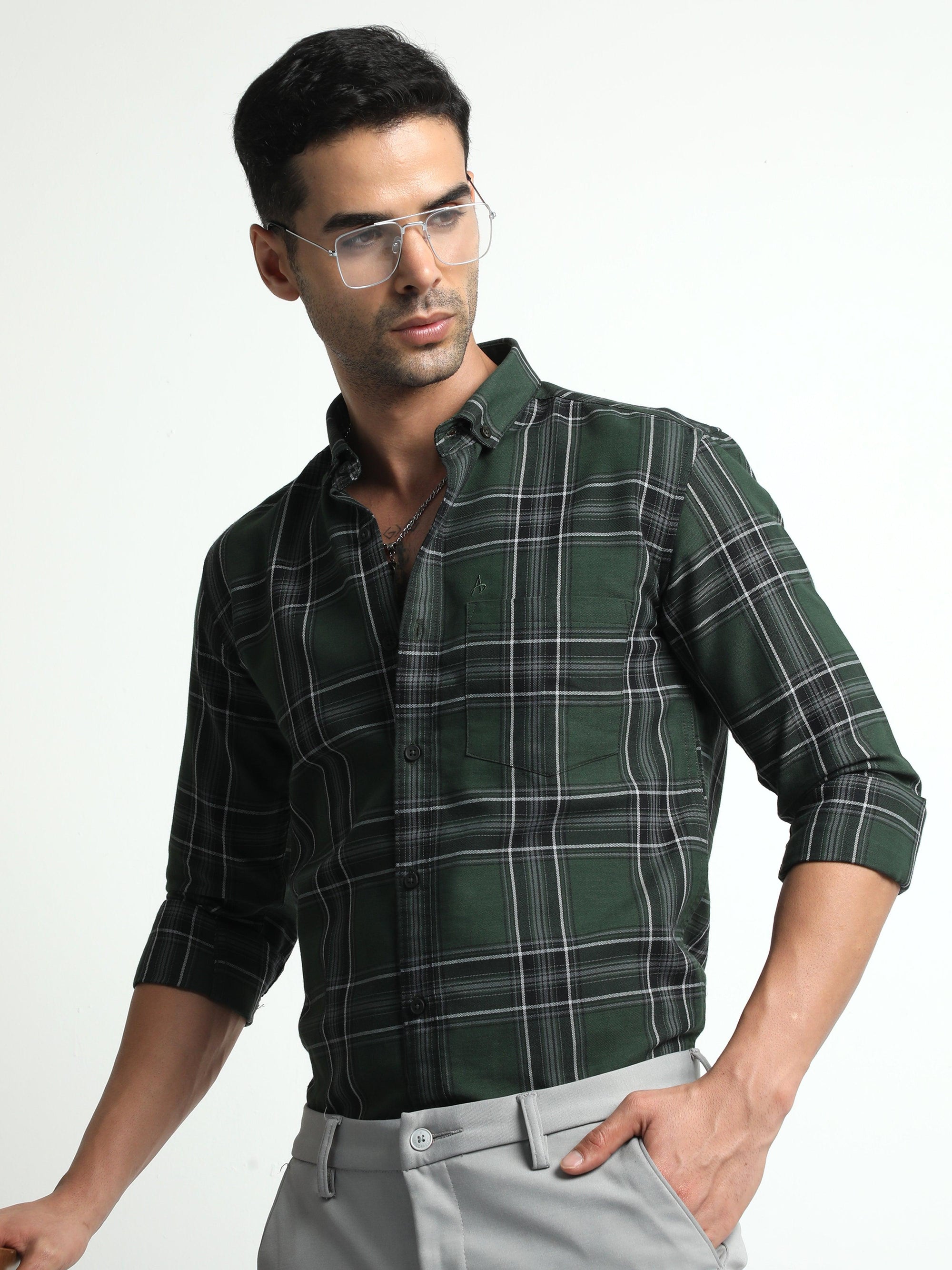 Dark Green Checks Shirt