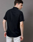 Slim Fit Black Half Sleeve Shirt