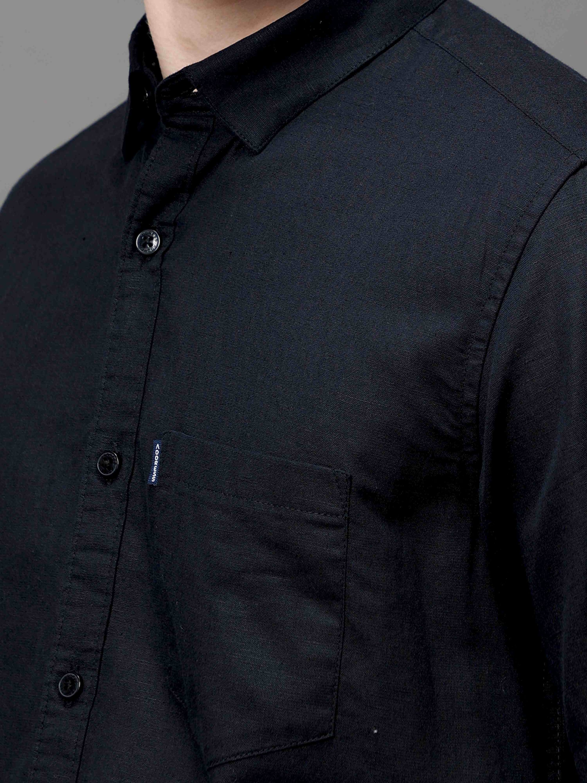 Slim Fit Black Half Sleeve Shirt