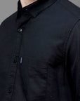 Slim Fit Black Half Sleeve Shirt