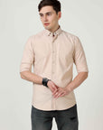 Slim Fit Beige Full Sleeve Shirt