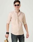 Slim Fit Beige Full Sleeve Shirt