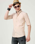 Slim Fit Beige Full Sleeve Shirt