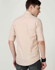 Slim Fit Beige Full Sleeve Shirt