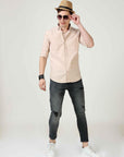 Slim Fit Beige Full Sleeve Shirt